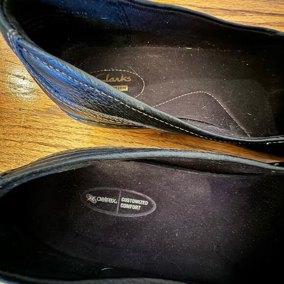 Clarks Women's 11M Black Ashland Scurry Clogs Slip On Leather Comfort Round Toe - Picture 2 of 15